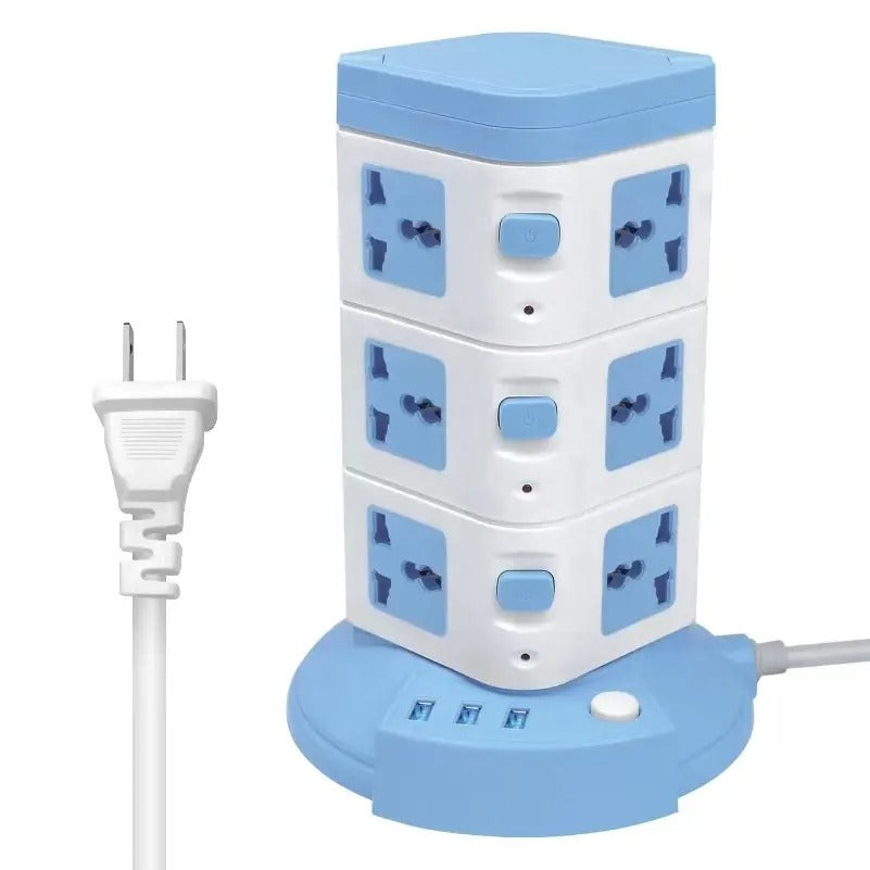 🔌TOMACORRIENTE UNIVERSAL TIPO TORRE🚨🔌💡12 tomas, Extencion Multiple 3 Pisos+usb