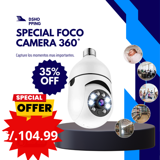 🎦💡Foco Cámara Inteligente Wifi HD 360° con Visión Nocturna - Remota💡